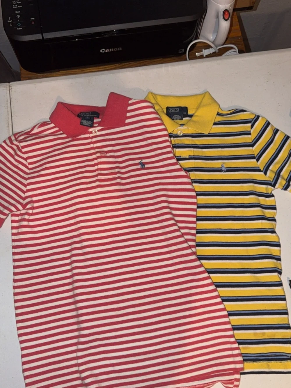 Ralph Lauren Kids Red & Yellow Striped Polo Duo
